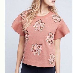 Anthropologie Cloe Oliver crop sleeve top